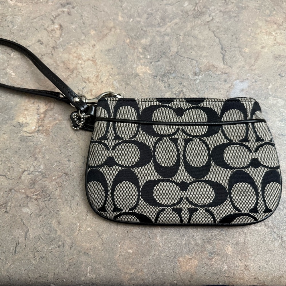 Coach Signature Black and Gray Wristlet